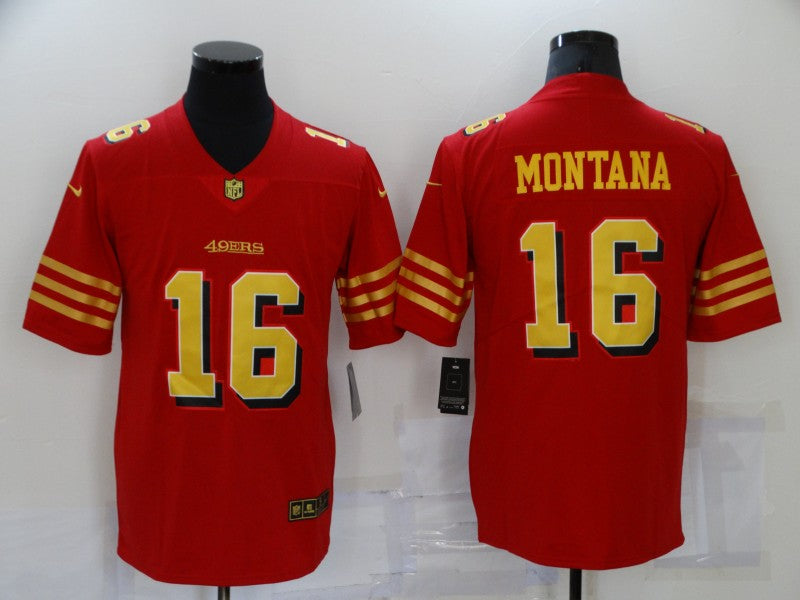 Men's San Francisco 49ers Joe Montana #16 Red Player Game Jerseys