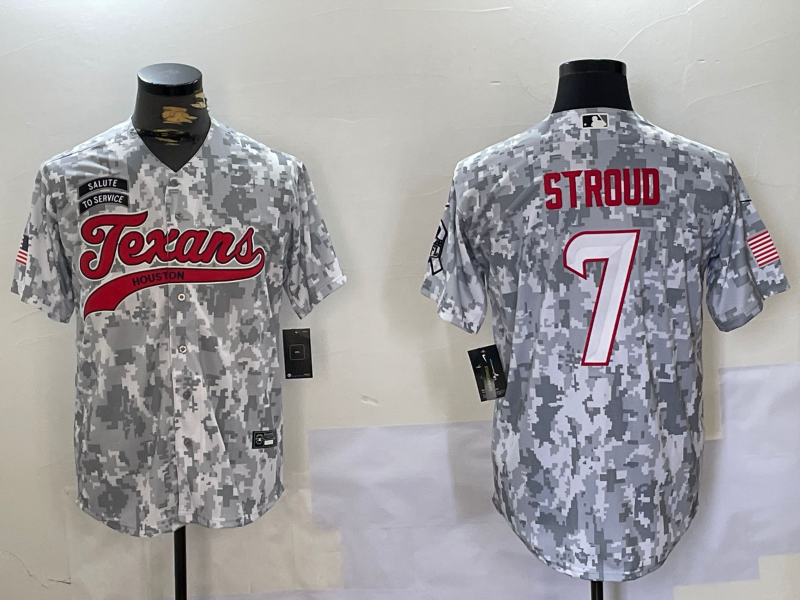 Men's Houston Texans C.J. Stroud #7 Arctic Camo 2024 Salute to Service Player Jerseys