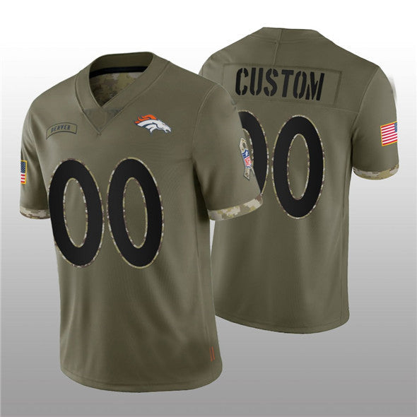 Custom1 Denver Broncos ACTIVE PLAYER 2022 Olive Salute To Service Limited Stitched Jerseys American Football Jerseys