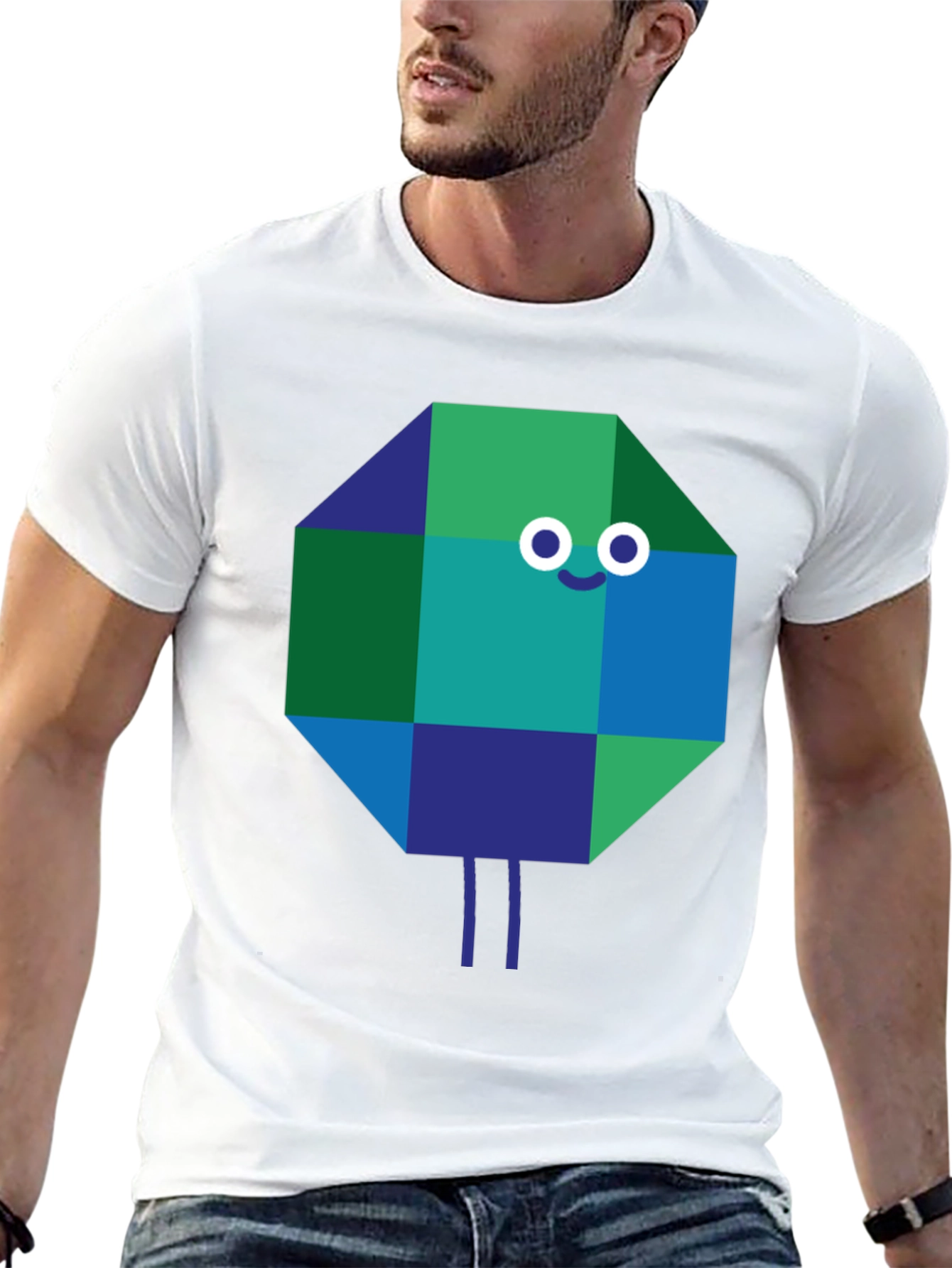 Geometric Character Graphic Tee - Quirky & Cool