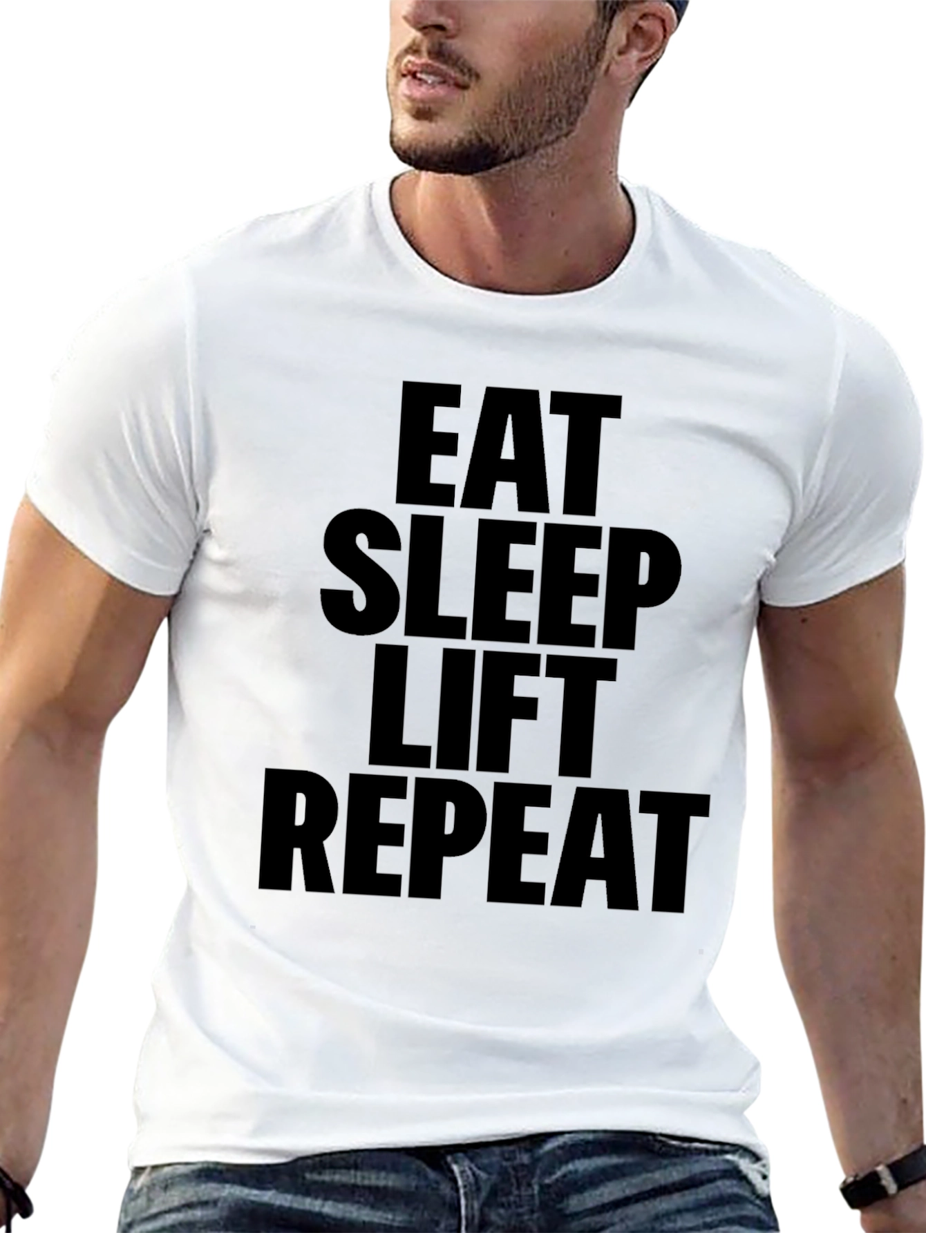 Eat Sleep Lift Repeat Black Graphic Tee