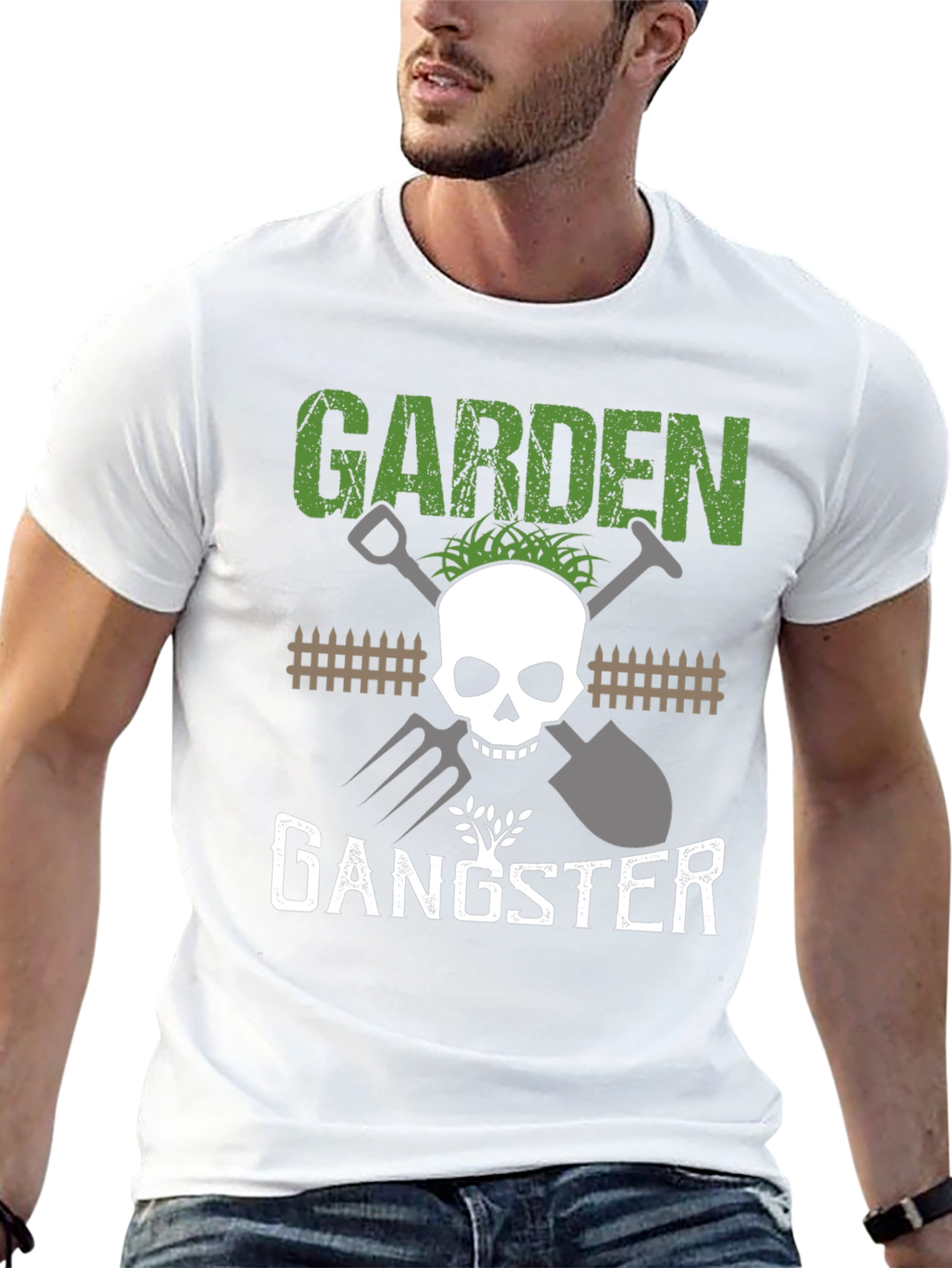 Garden Gangster T-Shirt: Skull & Tools Graphic Tee