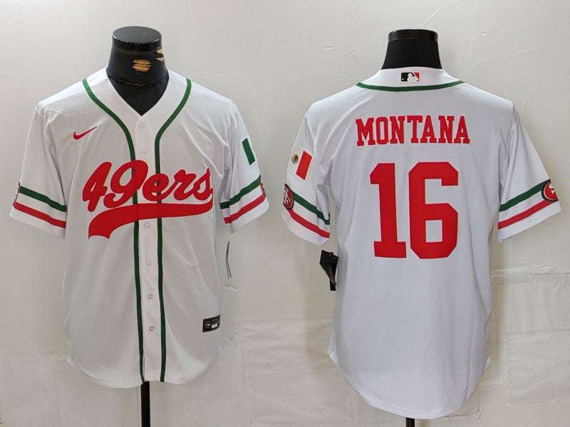 Men's San Francisco 49ers Joe Montana #16 White Replica Player Jerseys