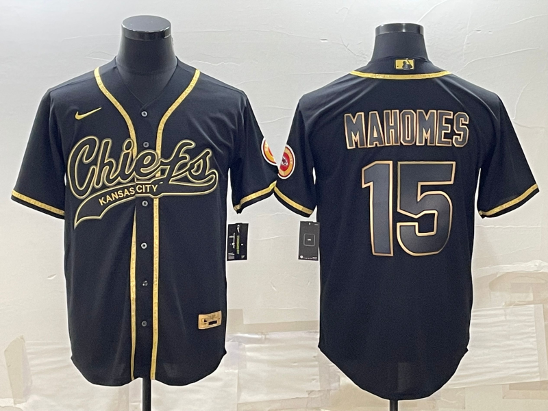 Men's Kansas City Chiefs Patrick Mahomes #15 Black Player Jerseys Joint Edition