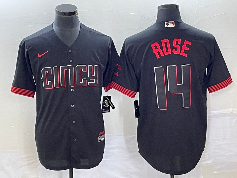 Men's Cincinnati Reds Pete Rose #14 Black 2023 City Connect Replica Player Jerseys