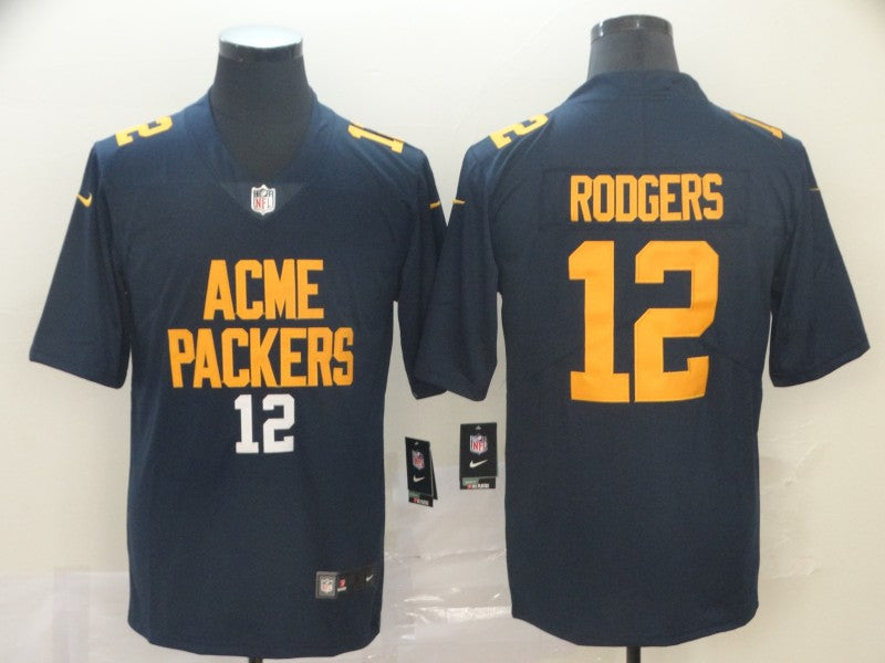 Men's Green Bay Packers Aaron Rodgers #12 Navy City Edition Game Jerseys