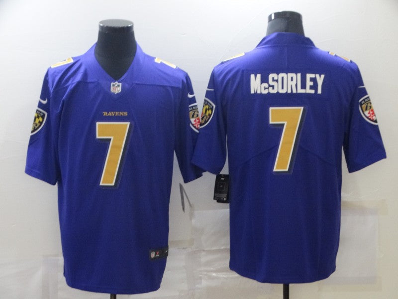 Men's Baltimore Ravens Trace McSorley #7 Purple Game Jerseys
