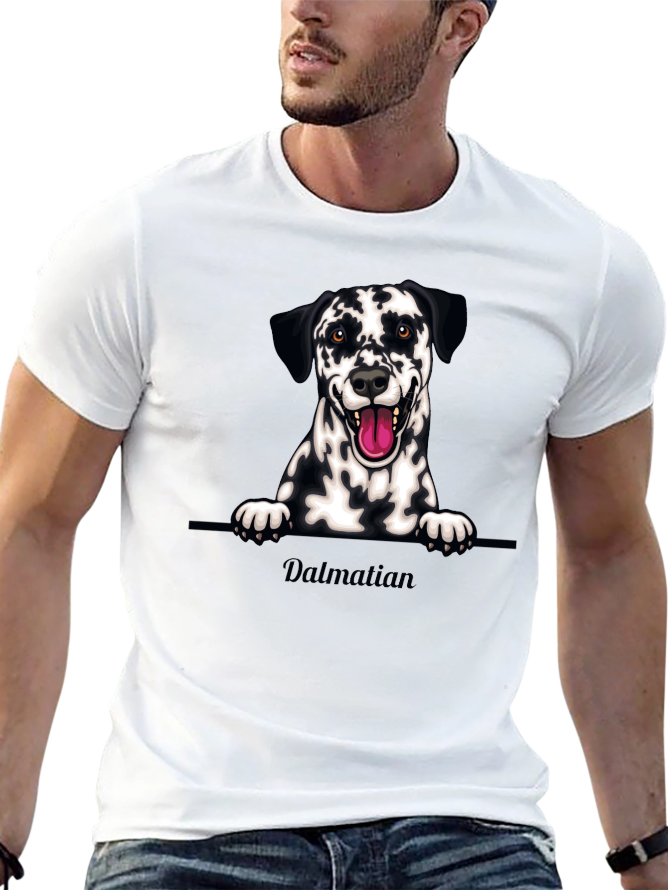 Dalmatian Dog Graphic Tee - Black Cotton T-Shirt