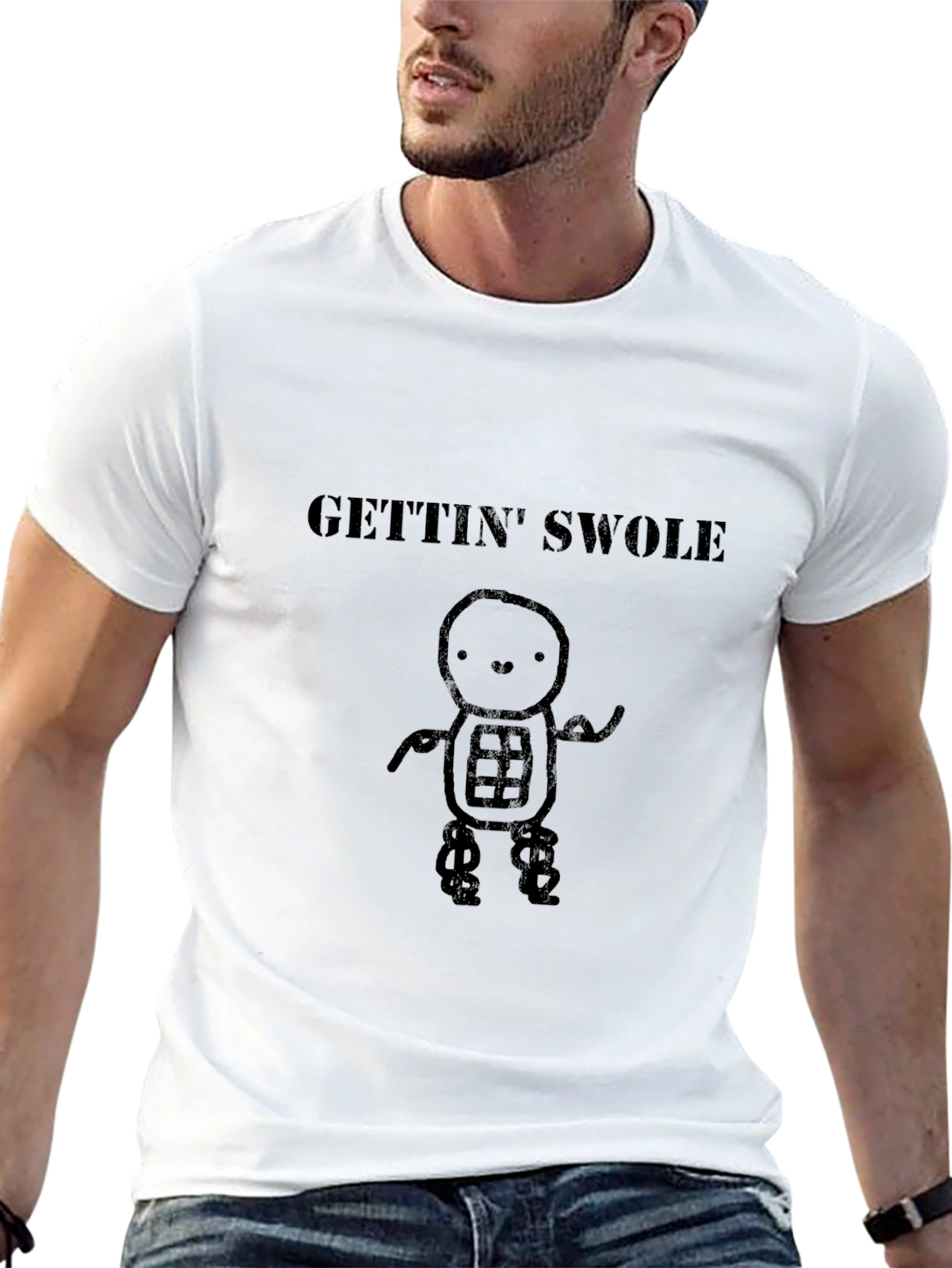 Gettin Swole Black Graphic T-Shirt