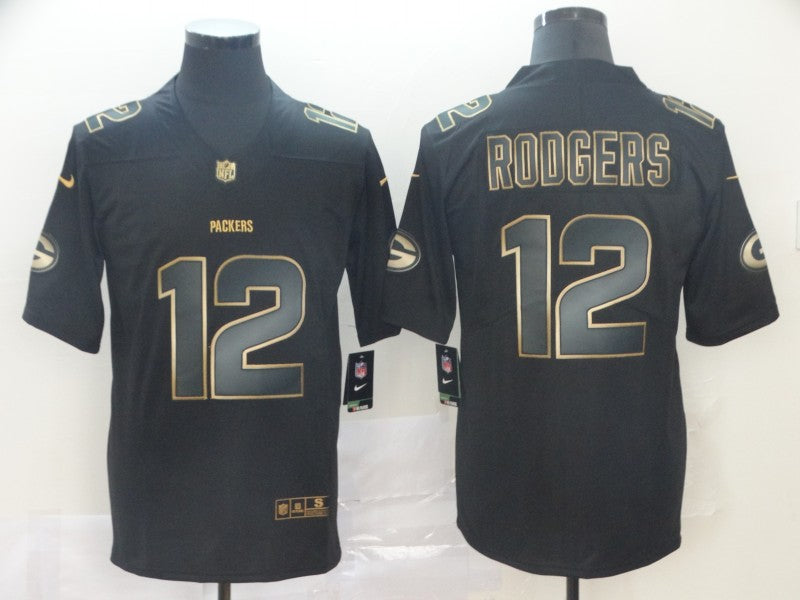 Men's Green Bay Packers #12 Aaron Rodgers Black Authentic Game Jerseys