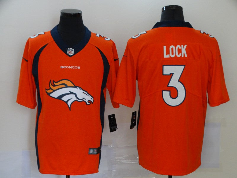 Men's Denver Broncos Drew Lock #3 Orange Player Game Jerseys