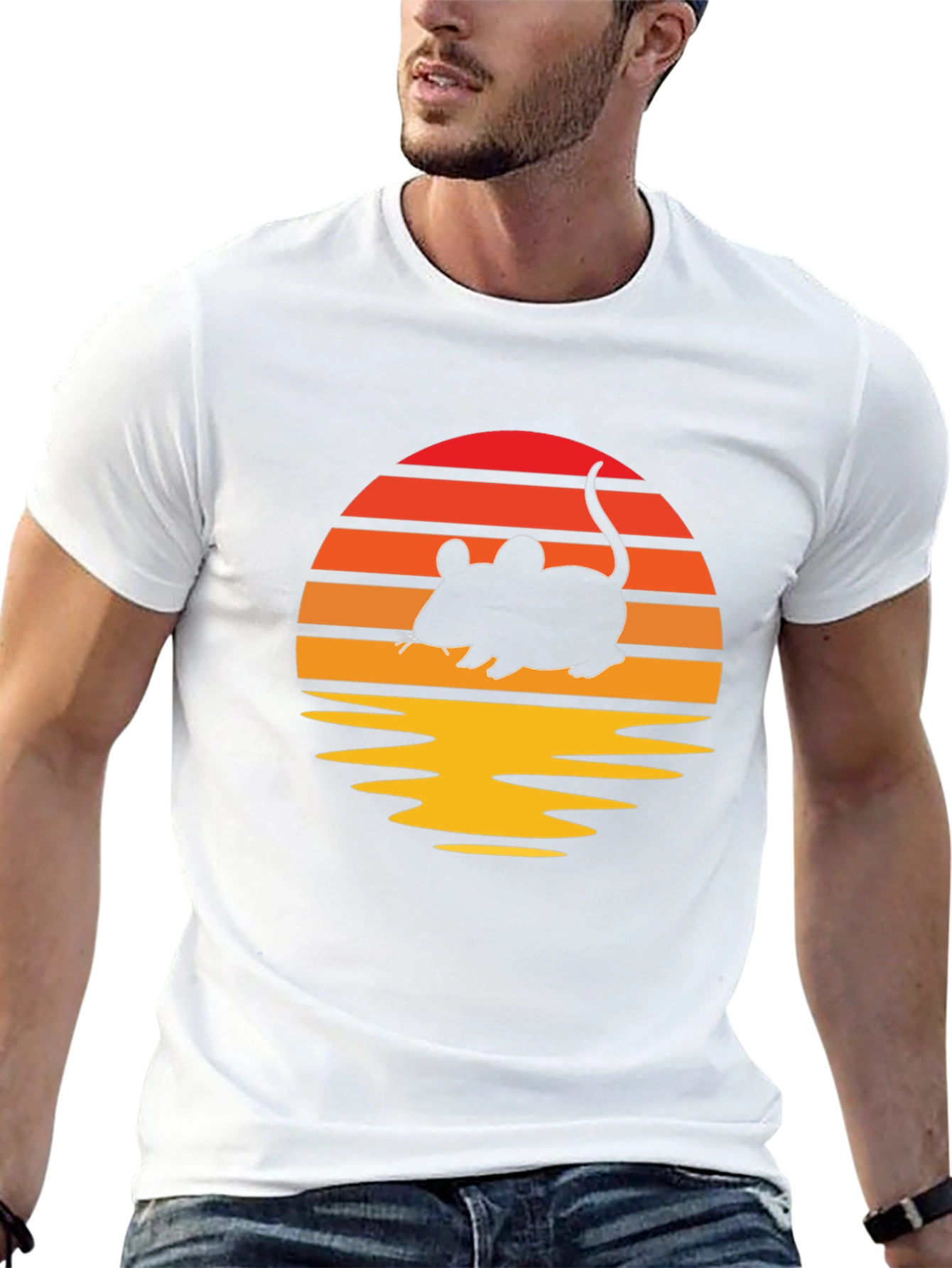 Retro Sunset Mouse T-Shirt - Black
