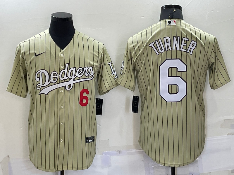 Men's Los Angeles Dodgers Trea Turner #6 Gold Replica Baseball Jerseys