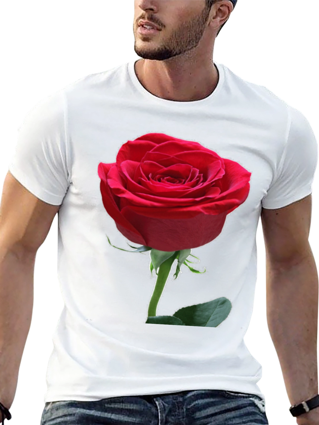 Red Rose Graphic Black T-Shirt