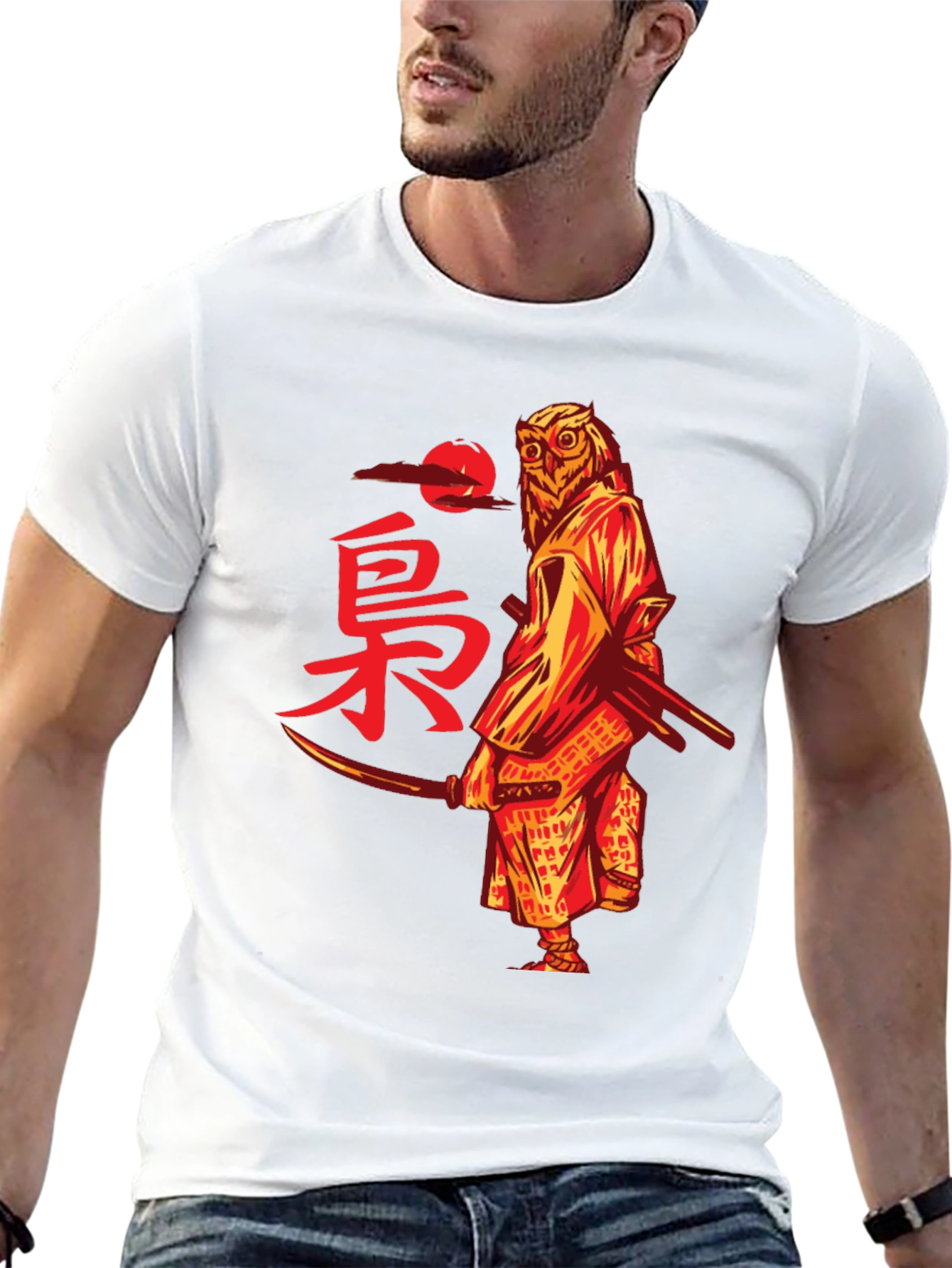 Owl Samurai Graphic T-Shirt - Unique Design