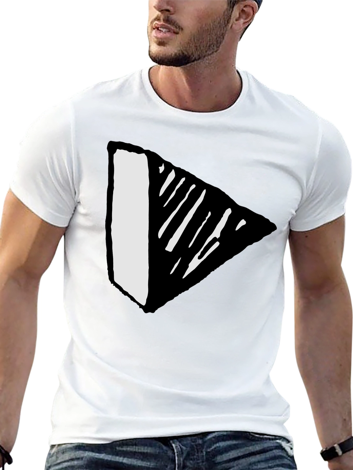 Unique Black Tee with Abstract Arrow Design