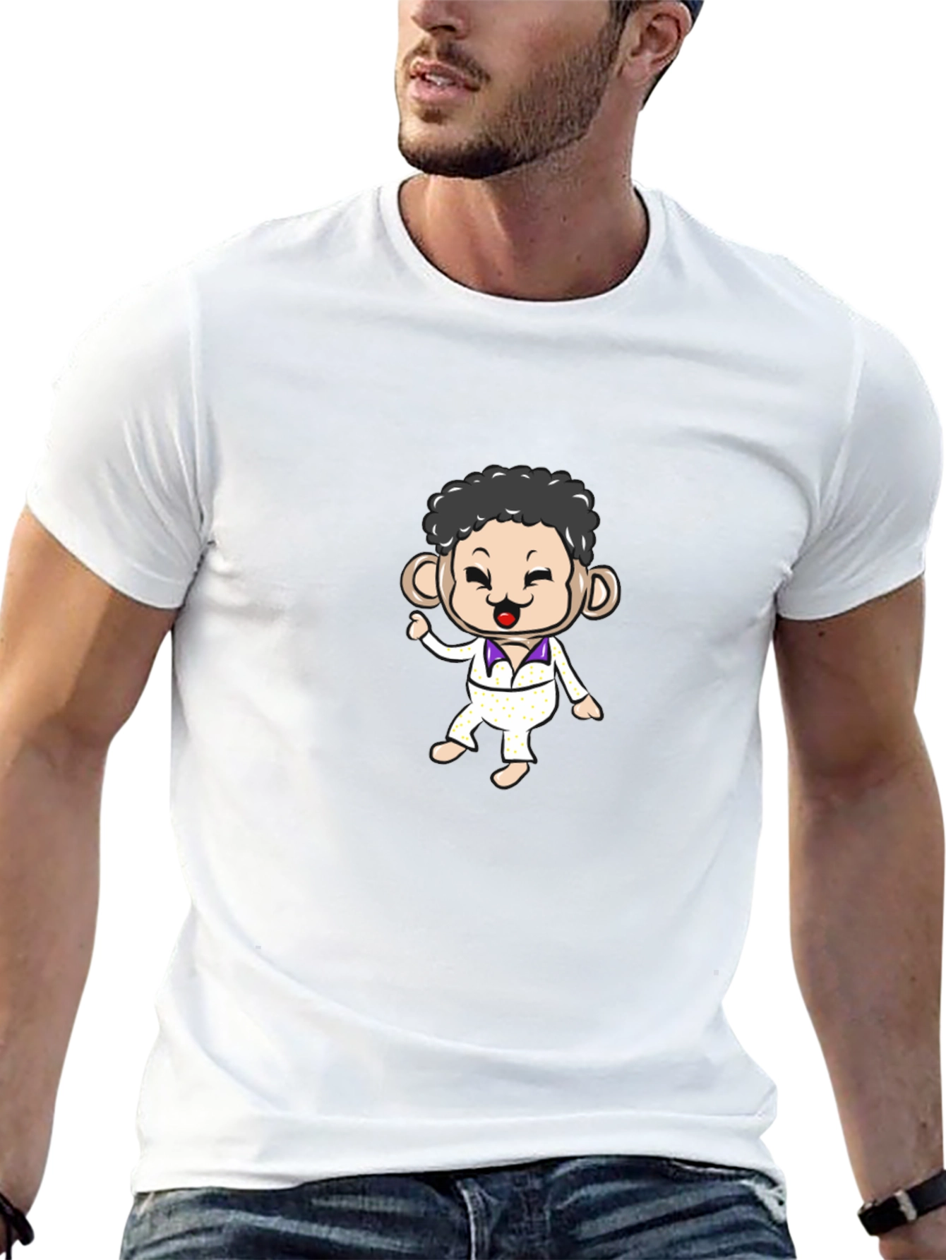 Fun Cartoon Character Black T-Shirt