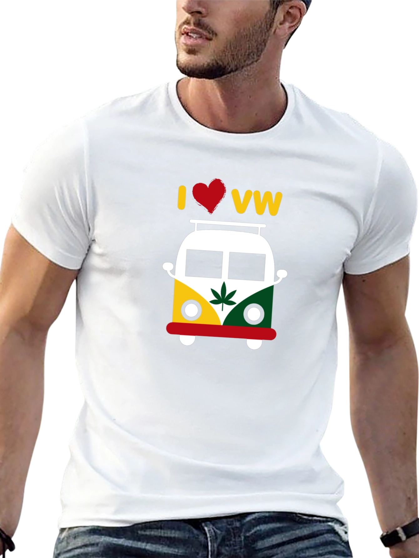I Love VW T-Shirt - Rastafarian Style Bus Graphic