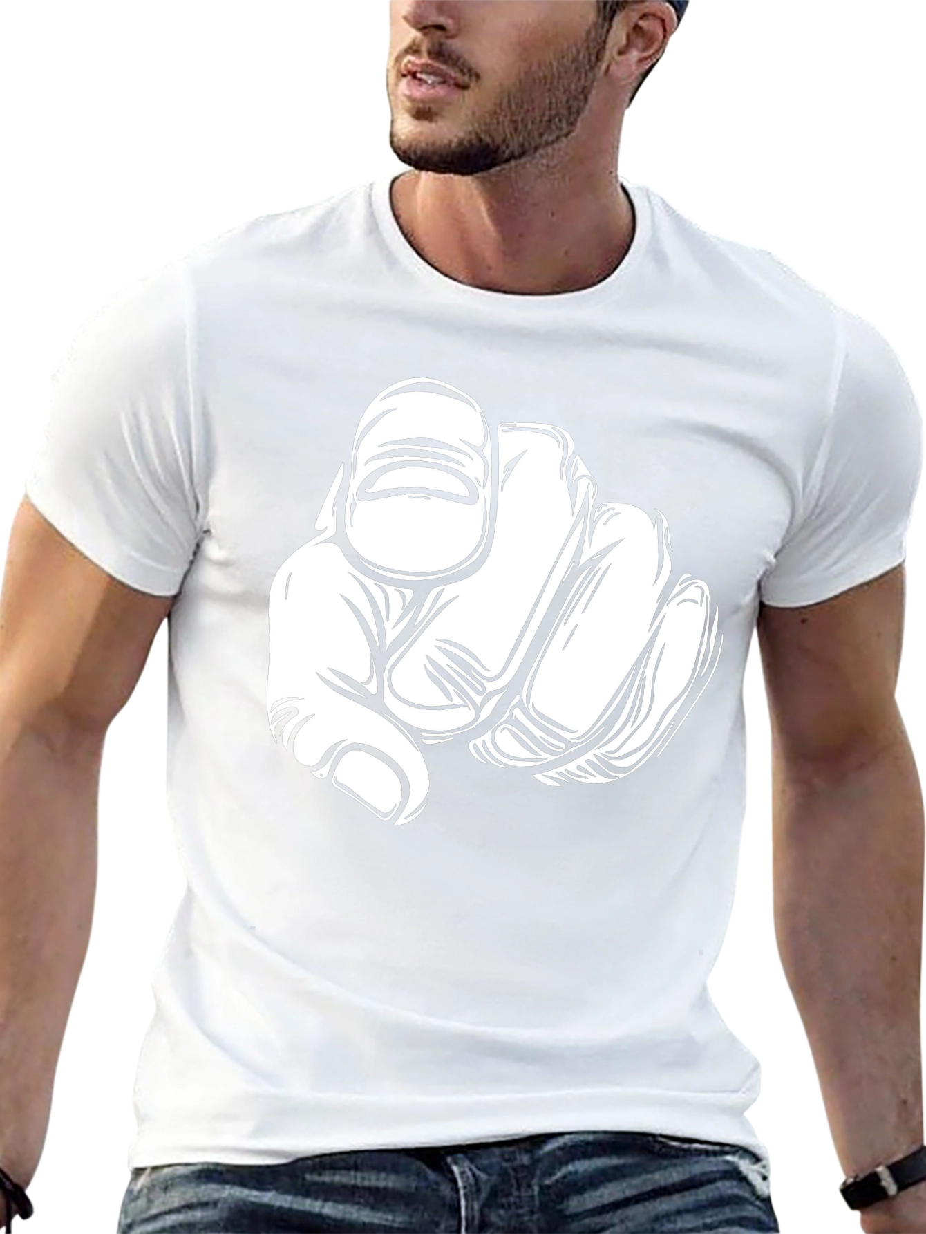Pointing Finger Graphic Print T-Shirt