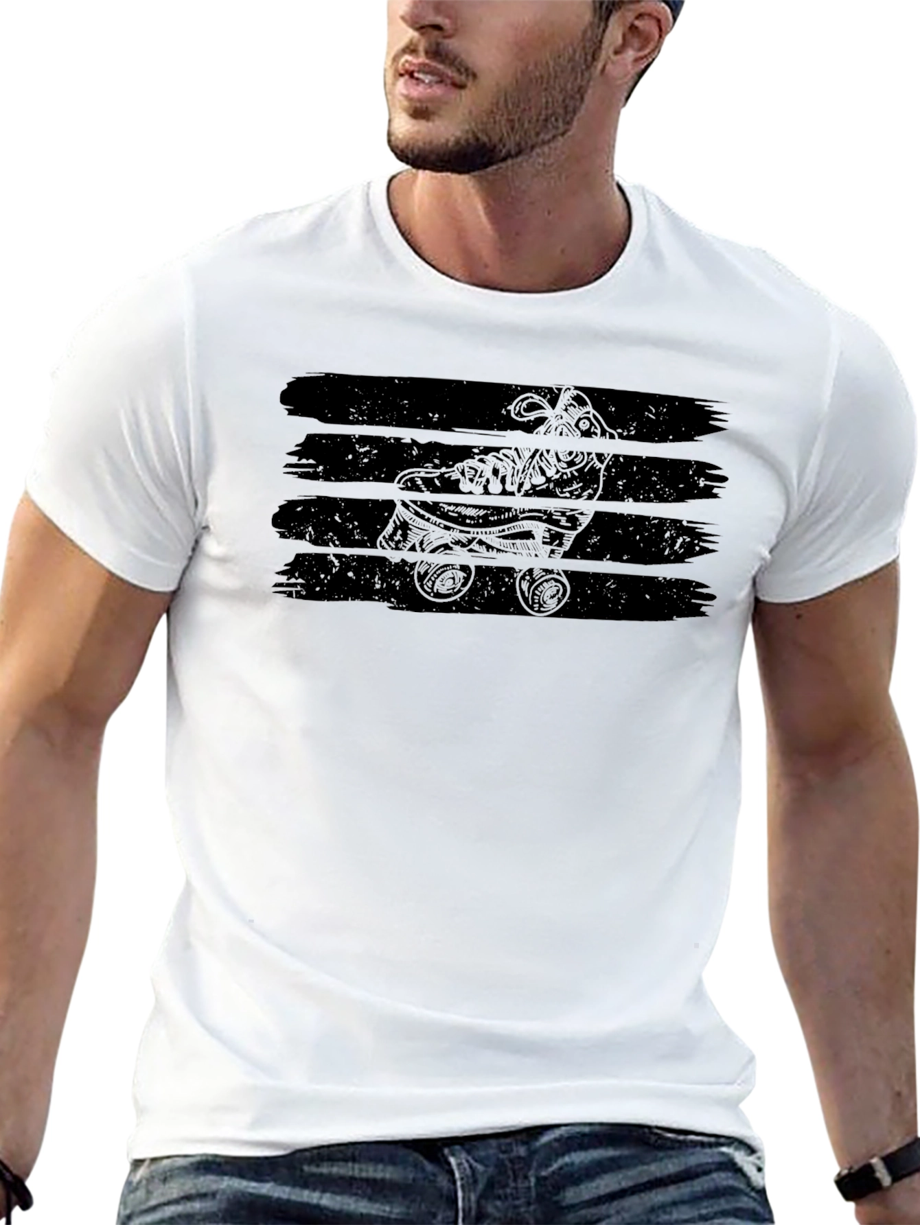 Retro Roller Skate Graphic Tee - Black