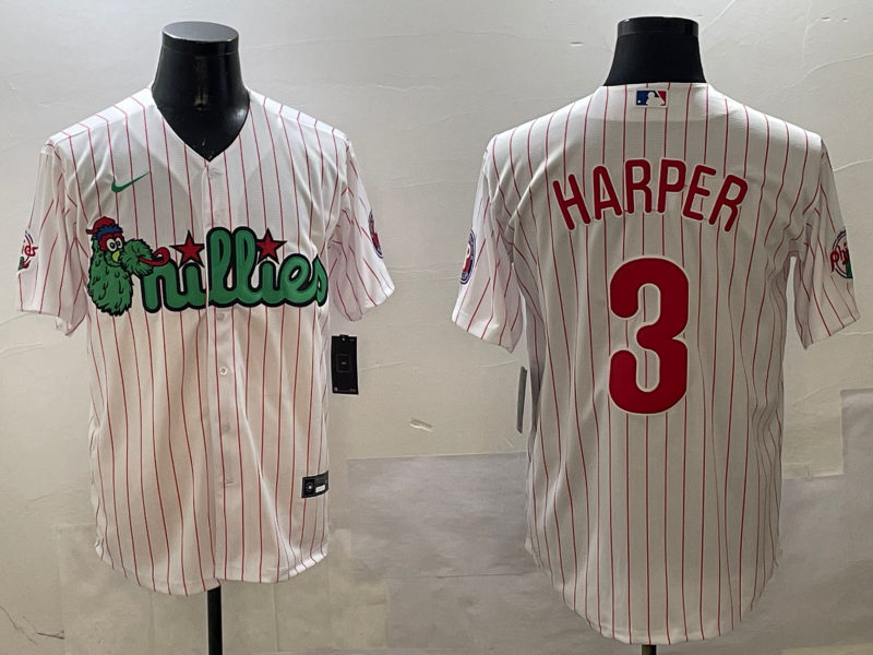Men's Philadelphia Phillies Bryce Harper #3 White Replica Team Jerseys
