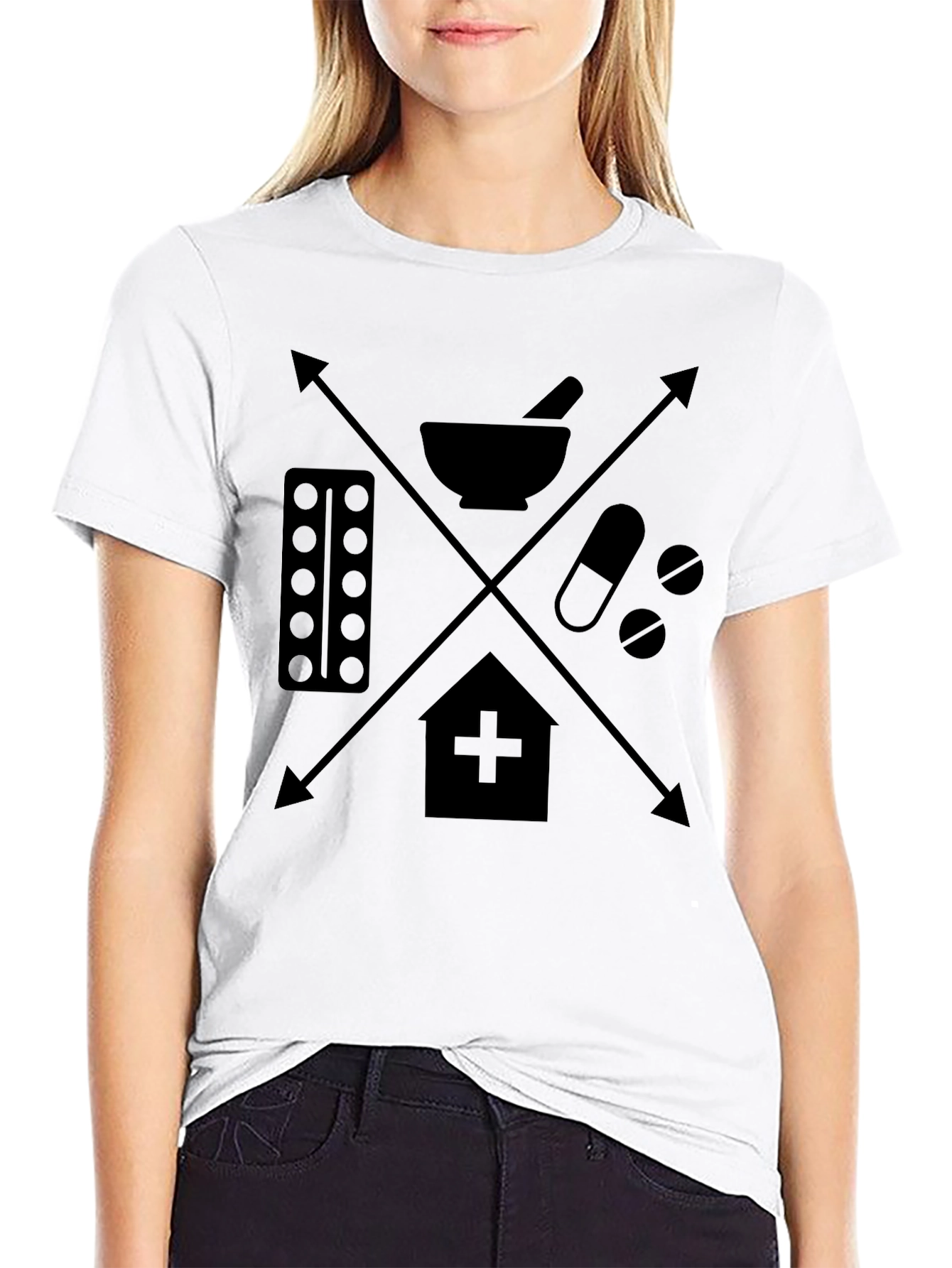 Pharmacy Symbol Graphic Tee - Medical Theme