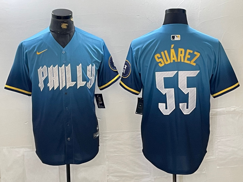 Men's Philadelphia Phillies Ranger Suarez #55 Blue 2024 City Connect Limited Player Jerseys