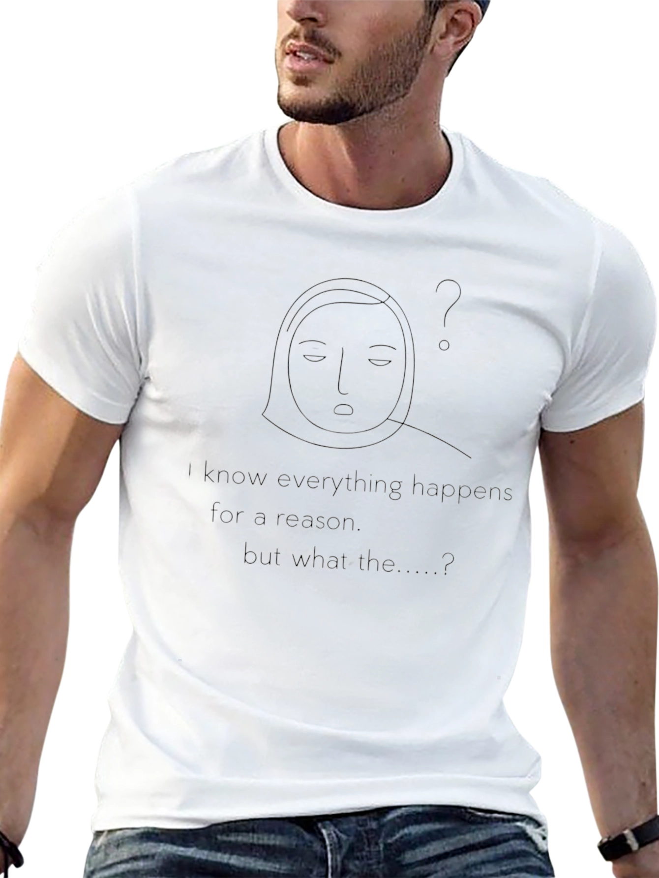 Minimalist Face Outline Black T-Shirt