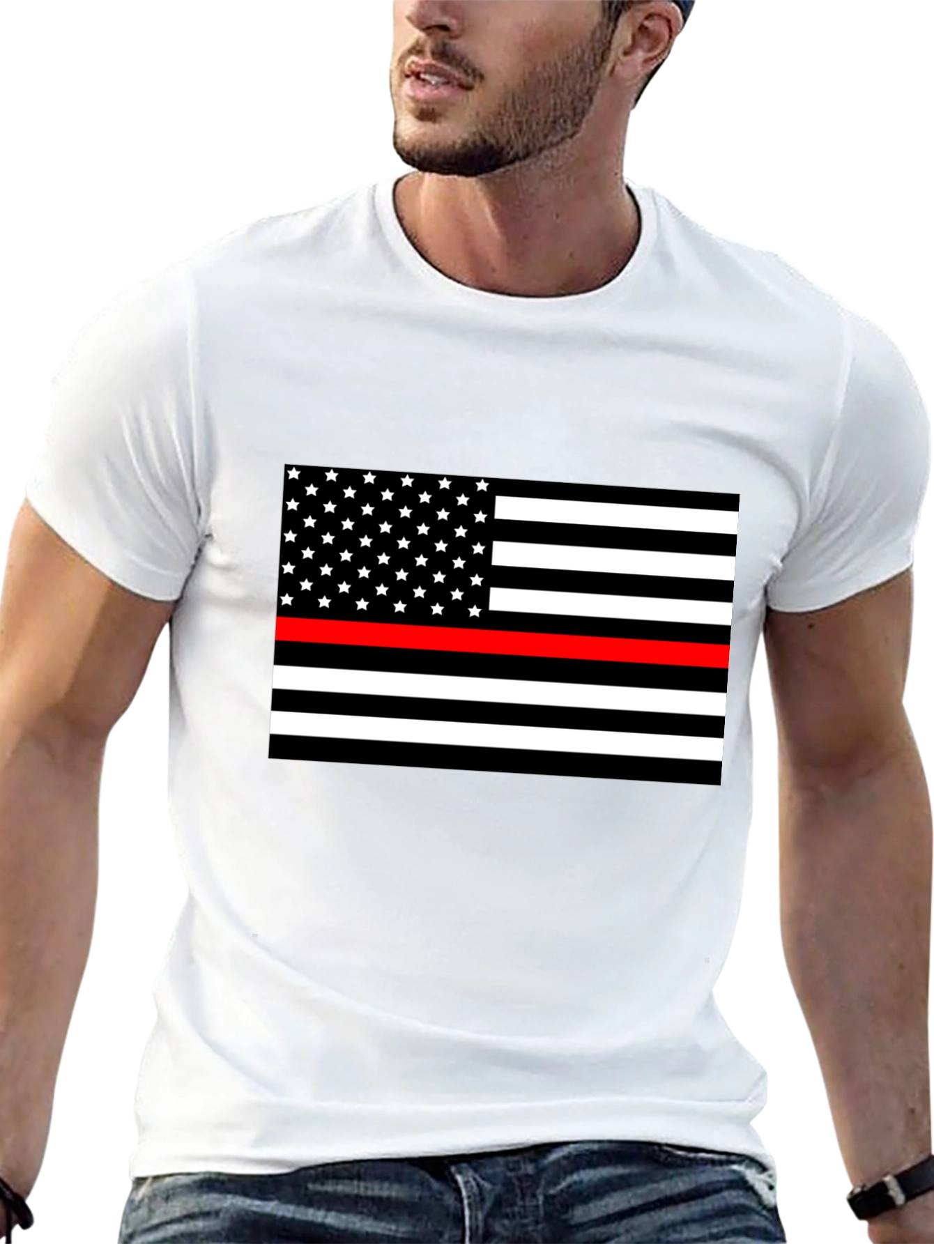 Thin Red Line USA Flag Graphic T-Shirt