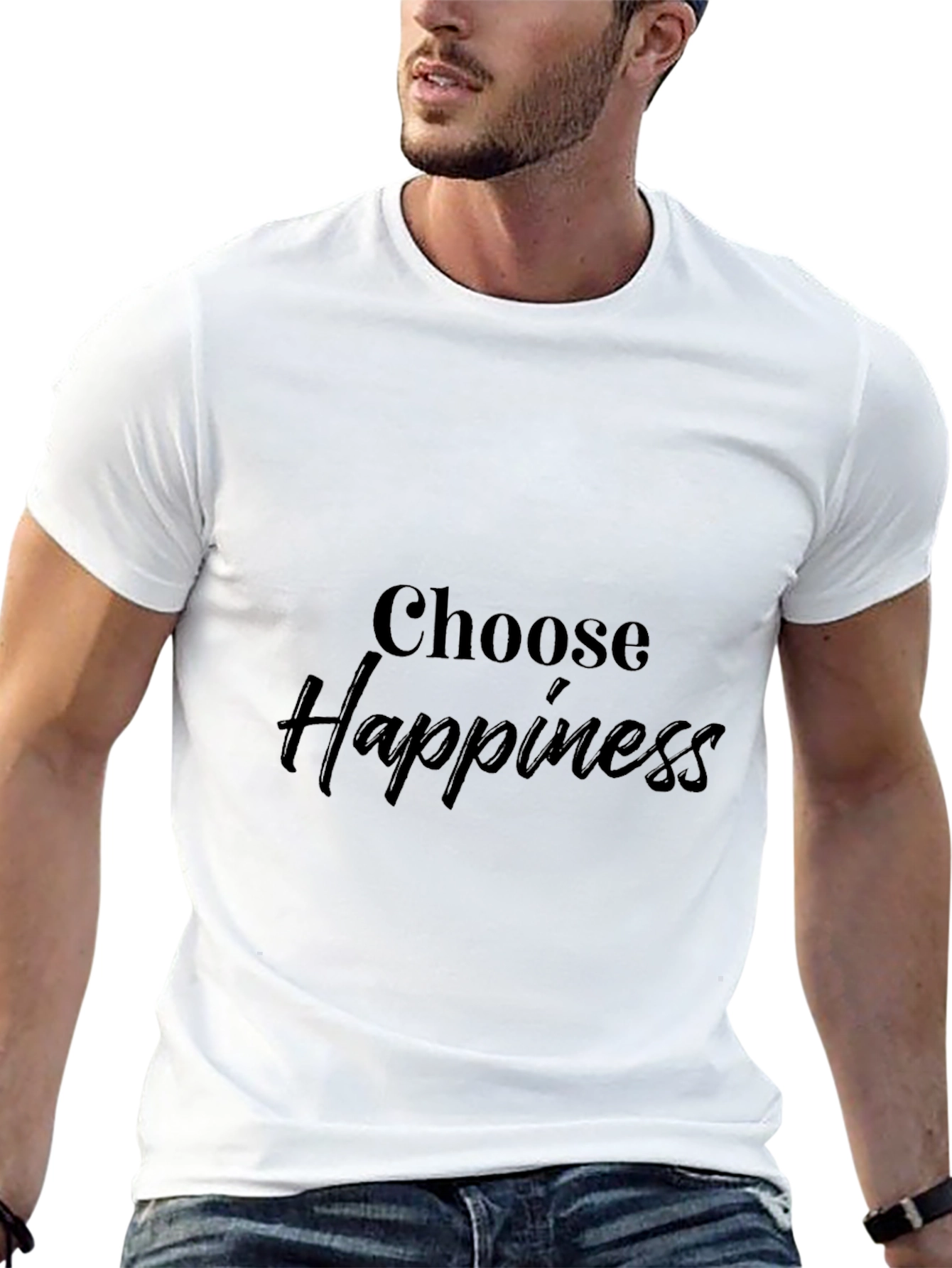 Choose Happiness Graphic Print Black T-Shirt