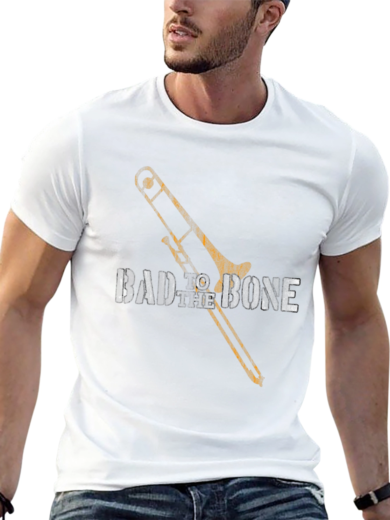 Bad to the Bone Trombone Graphic Tee - Black