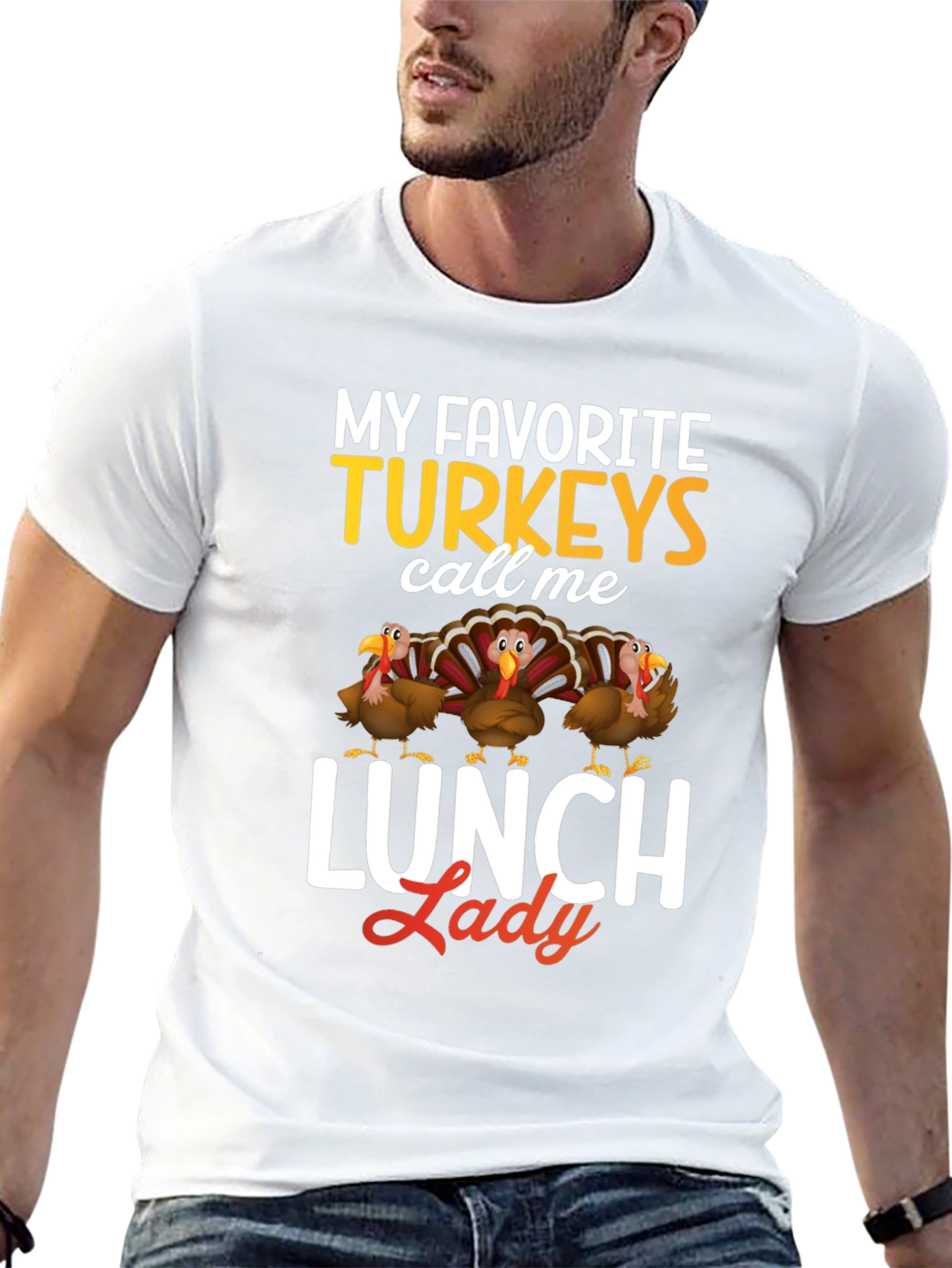 Funny Thanksgiving Lunch Lady Turkey T-Shirt