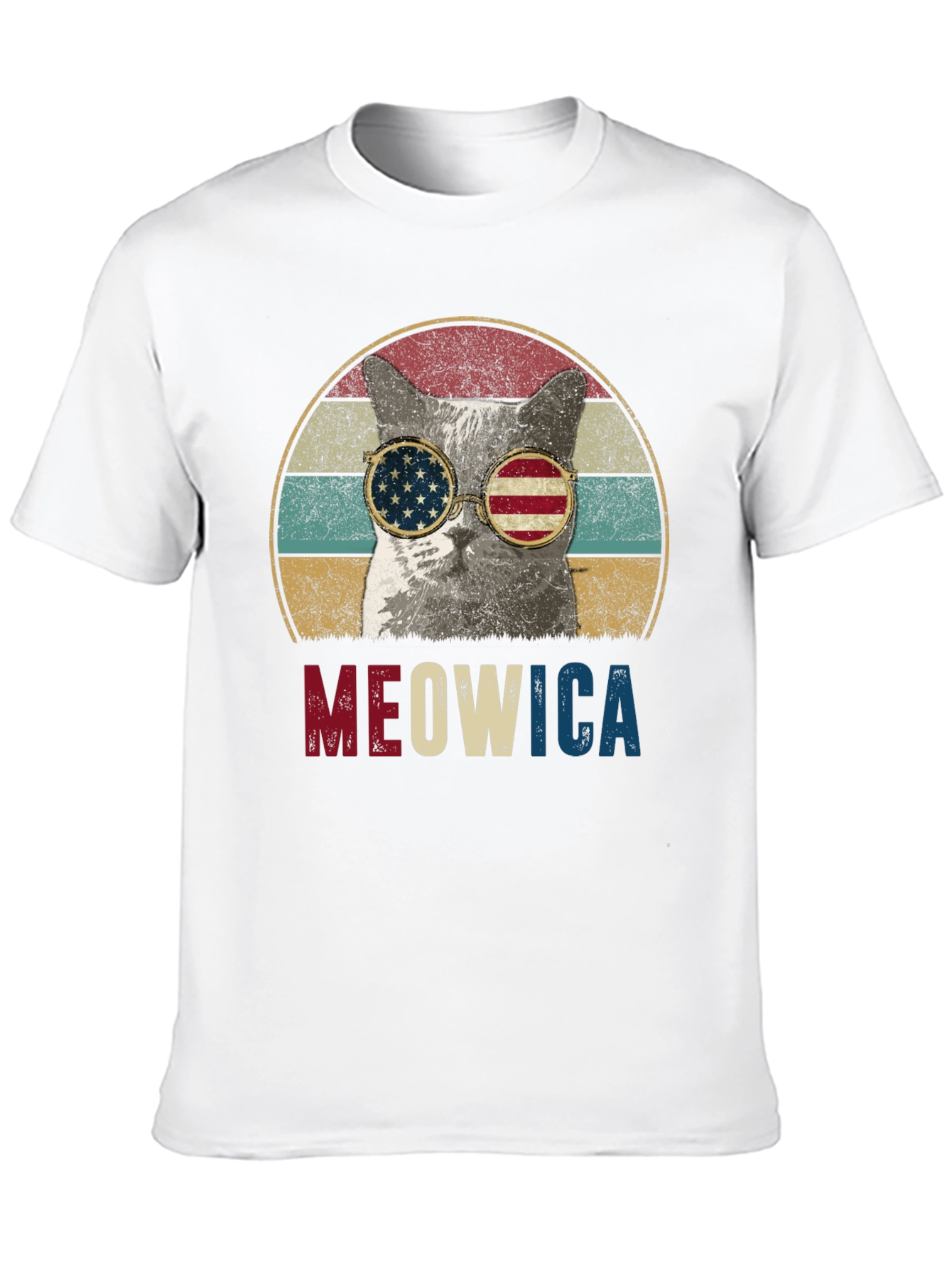 Meowica Patriotic Cat Graphic T-Shirt