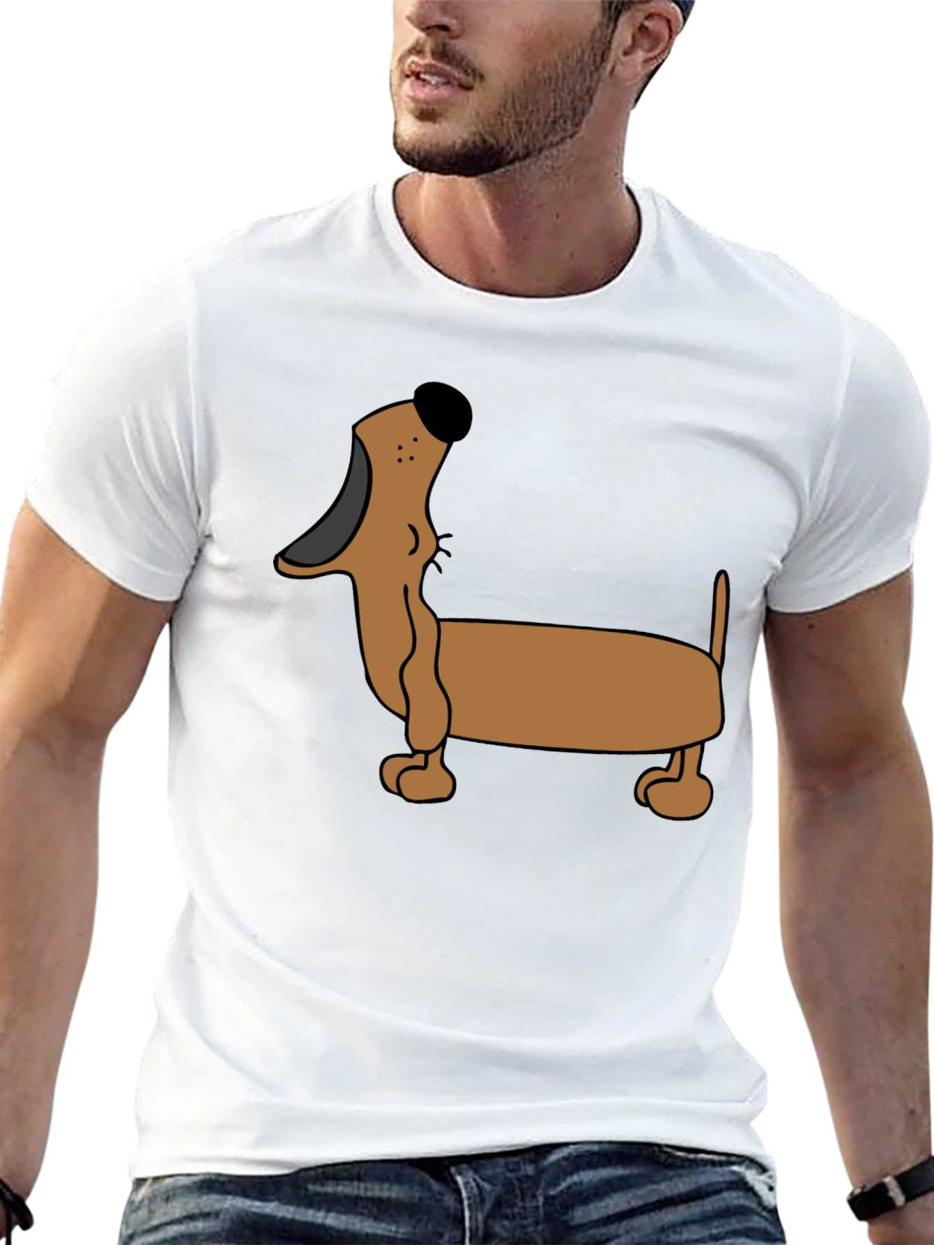 Cartoon Dachshund T-Shirt - Black