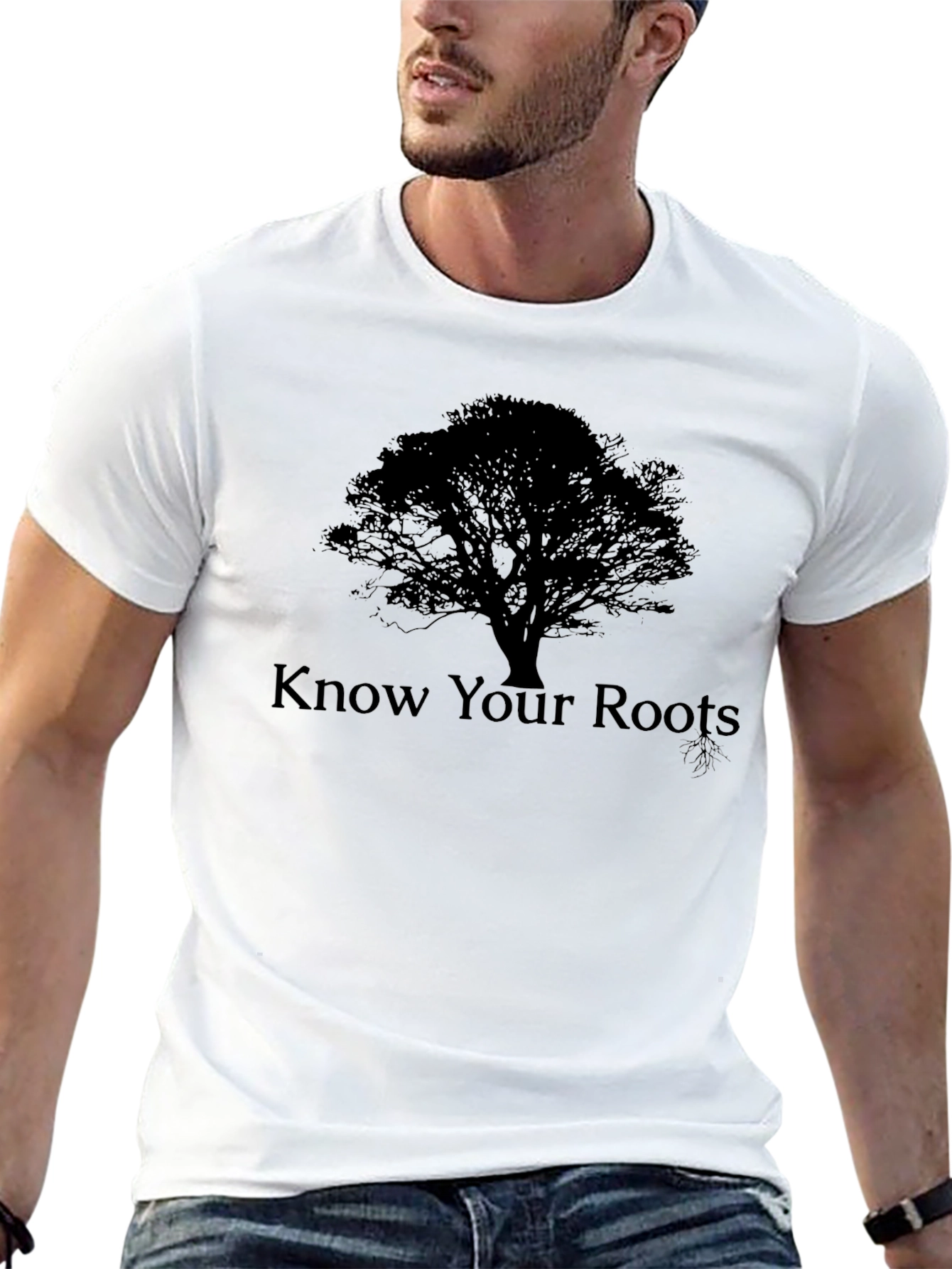 Know Your Roots Tree Graphic T-Shirt - Black