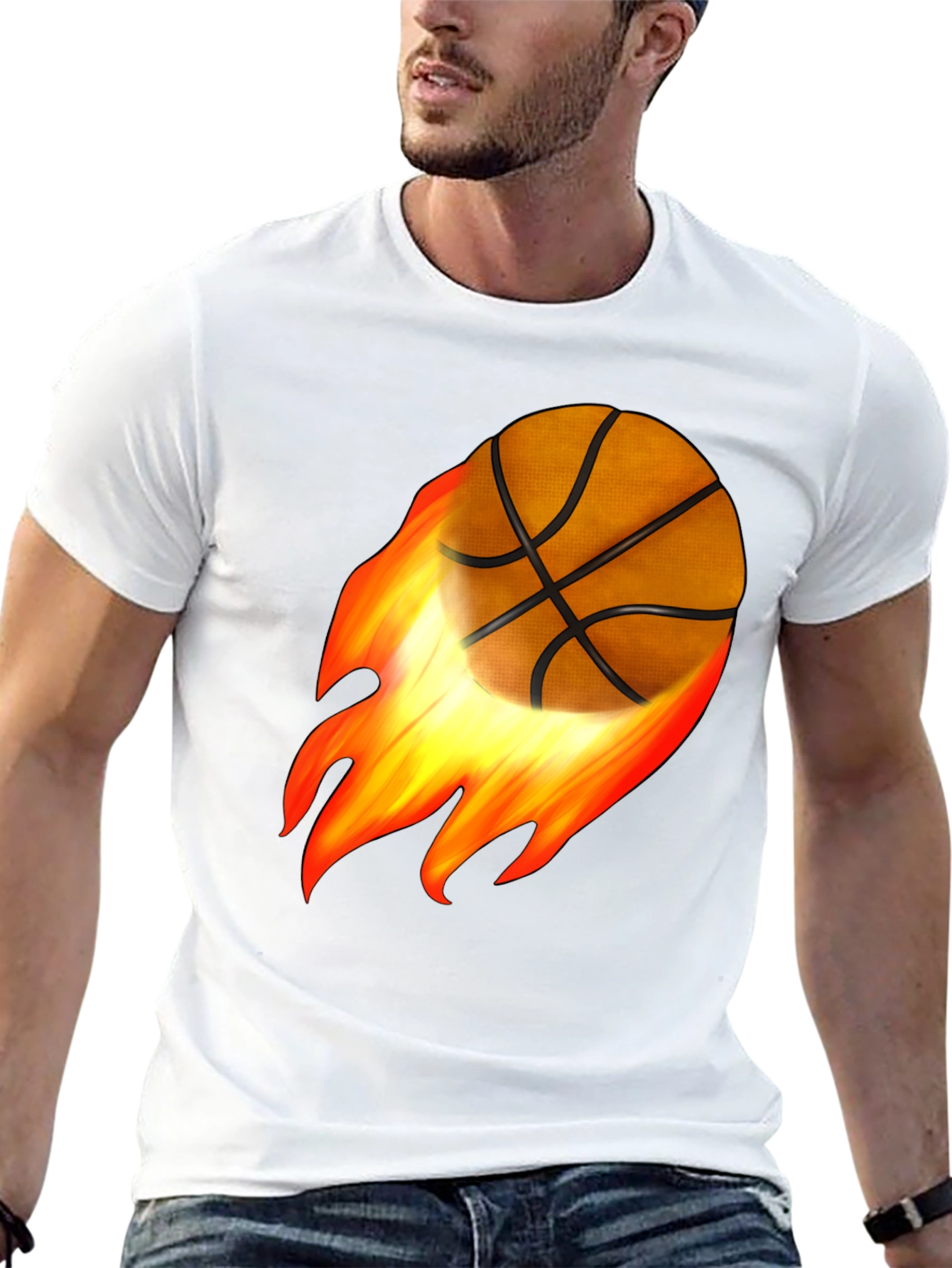 Flaming Basketball Graphic Tee
