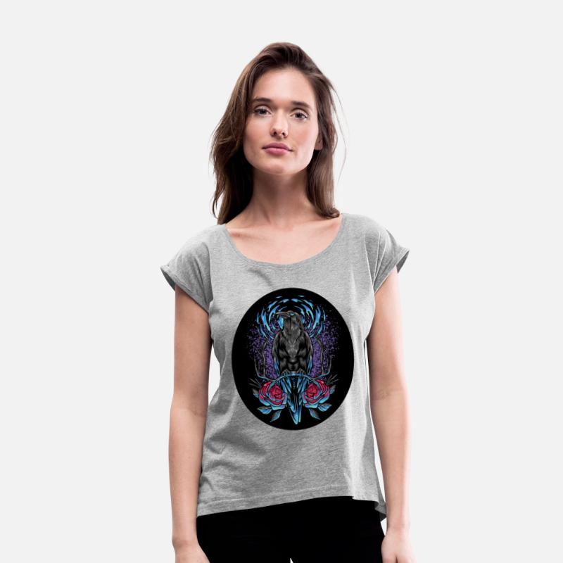 Crow Flowers in the Moonlight Black circle decal