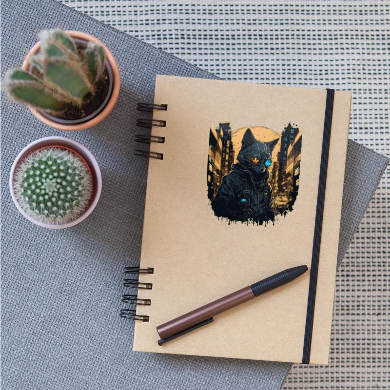 Cyberpunk cat in the city