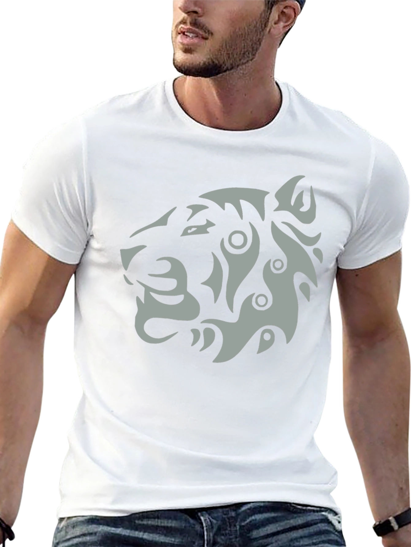 Tribal Tiger Graphic T-Shirt - Stylish Mens Tee