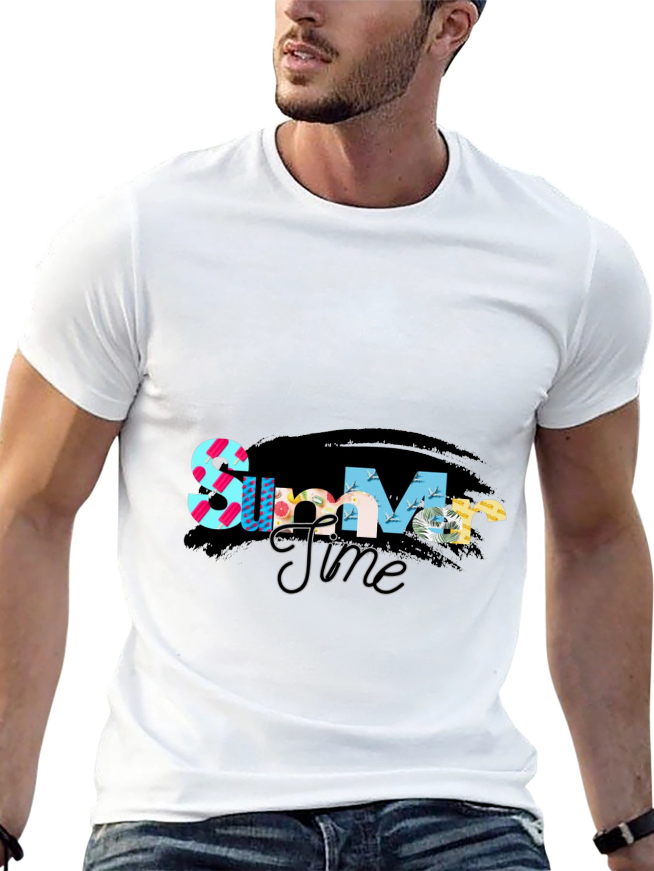 Summer Time Graphic Tee - Stylish Black T-Shirt