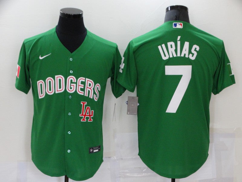 Men's Los Angeles Dodgers Julio Urias #7 Green Replica Baseball Jerseys