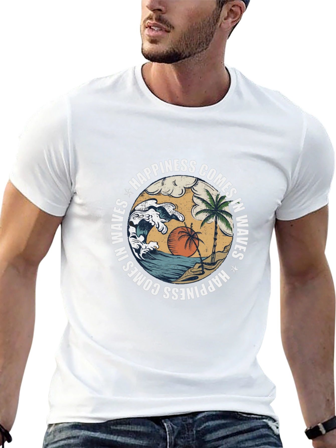 Happiness Comes in Waves Graphic T-Shirt