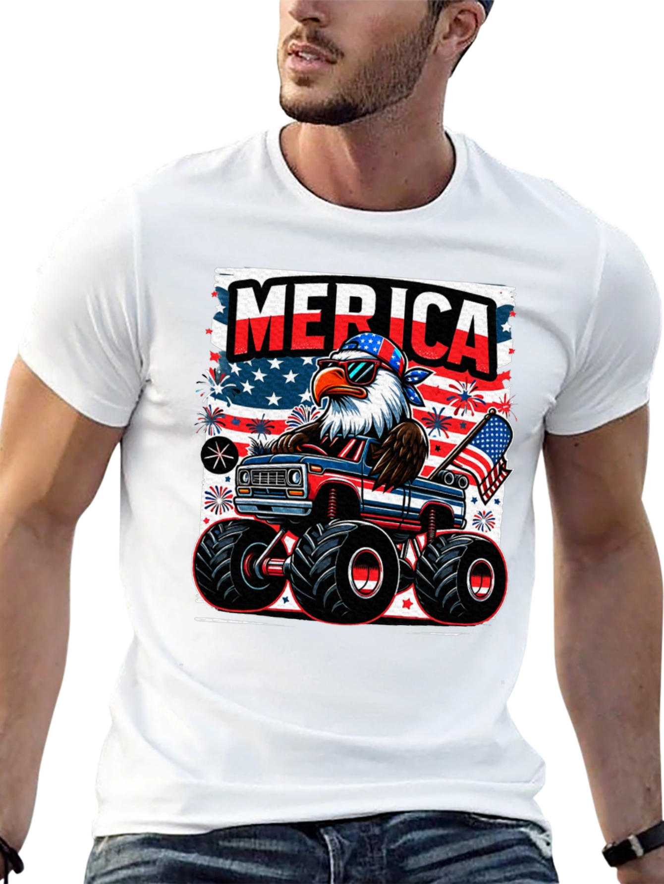 Patriotic Eagle Monster Truck T-Shirt
