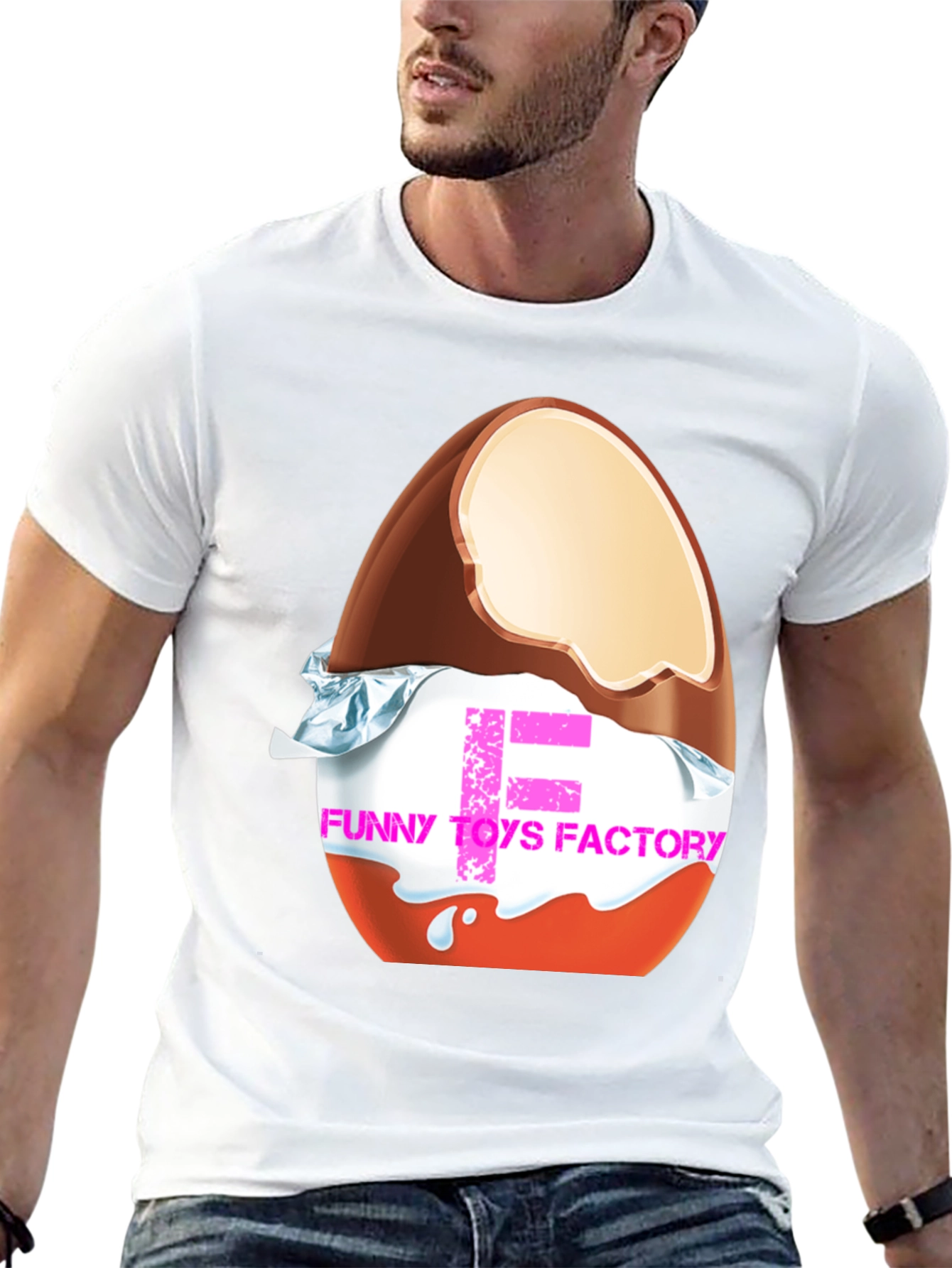 Funny Toys Factory T-Shirt - Chocolate Egg Design