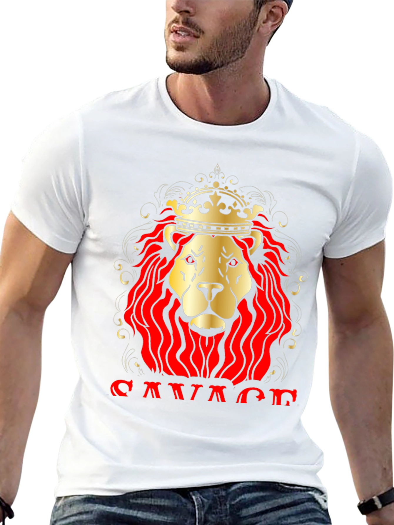 Savage Lion King Graphic T-Shirt
