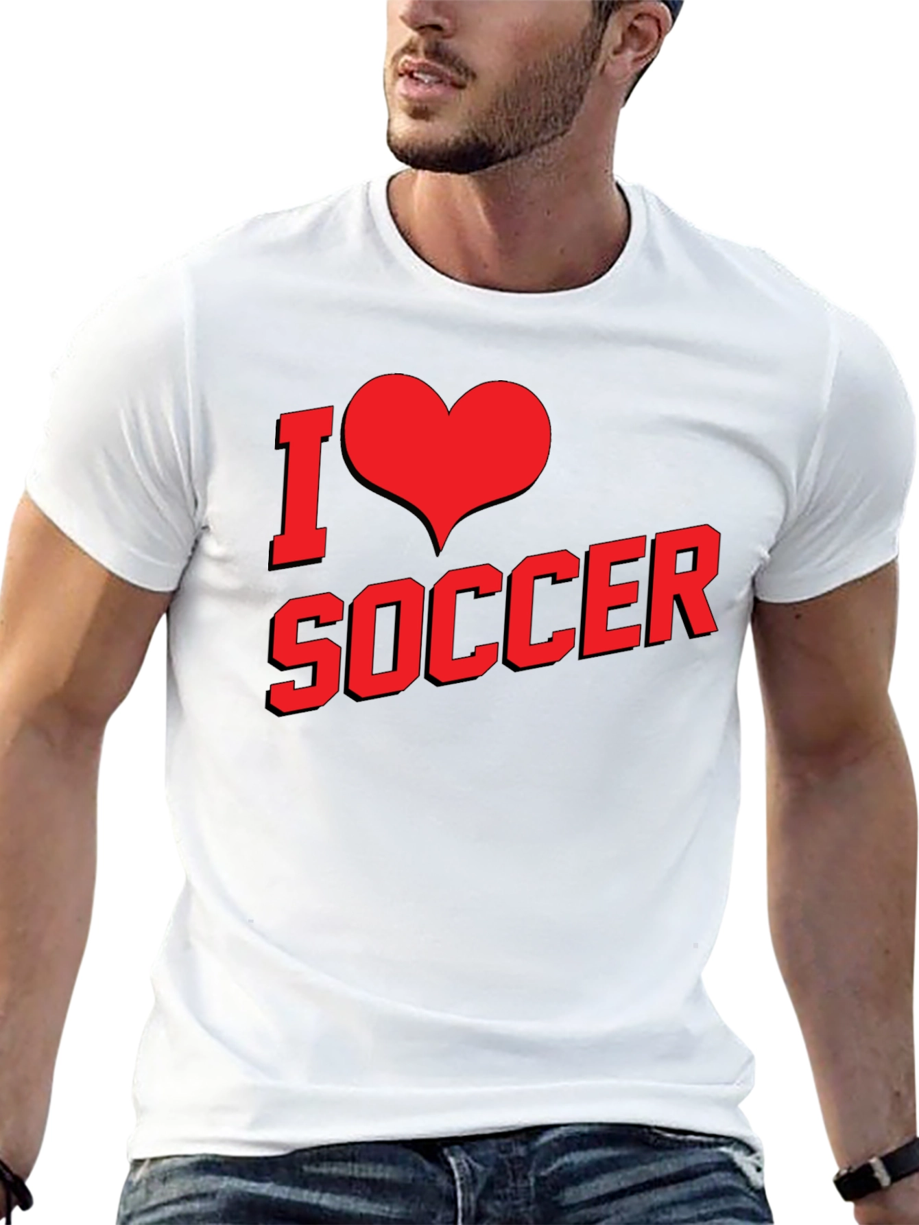I Love Soccer Graphic Tee - Black Cotton T-Shirt