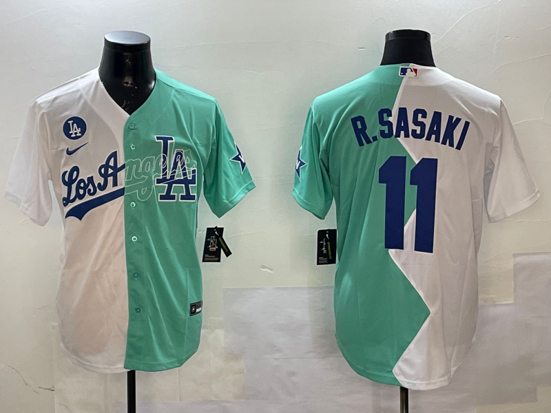 Men's Los Angeles Dodgers Roki Sasaki #11 White/Green Player Jerseys