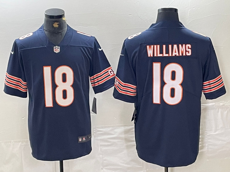 Men's Chicago Bears Caleb Williams #18 Navy 2024 NFL Draft First Round Pick Player Game Jerseys