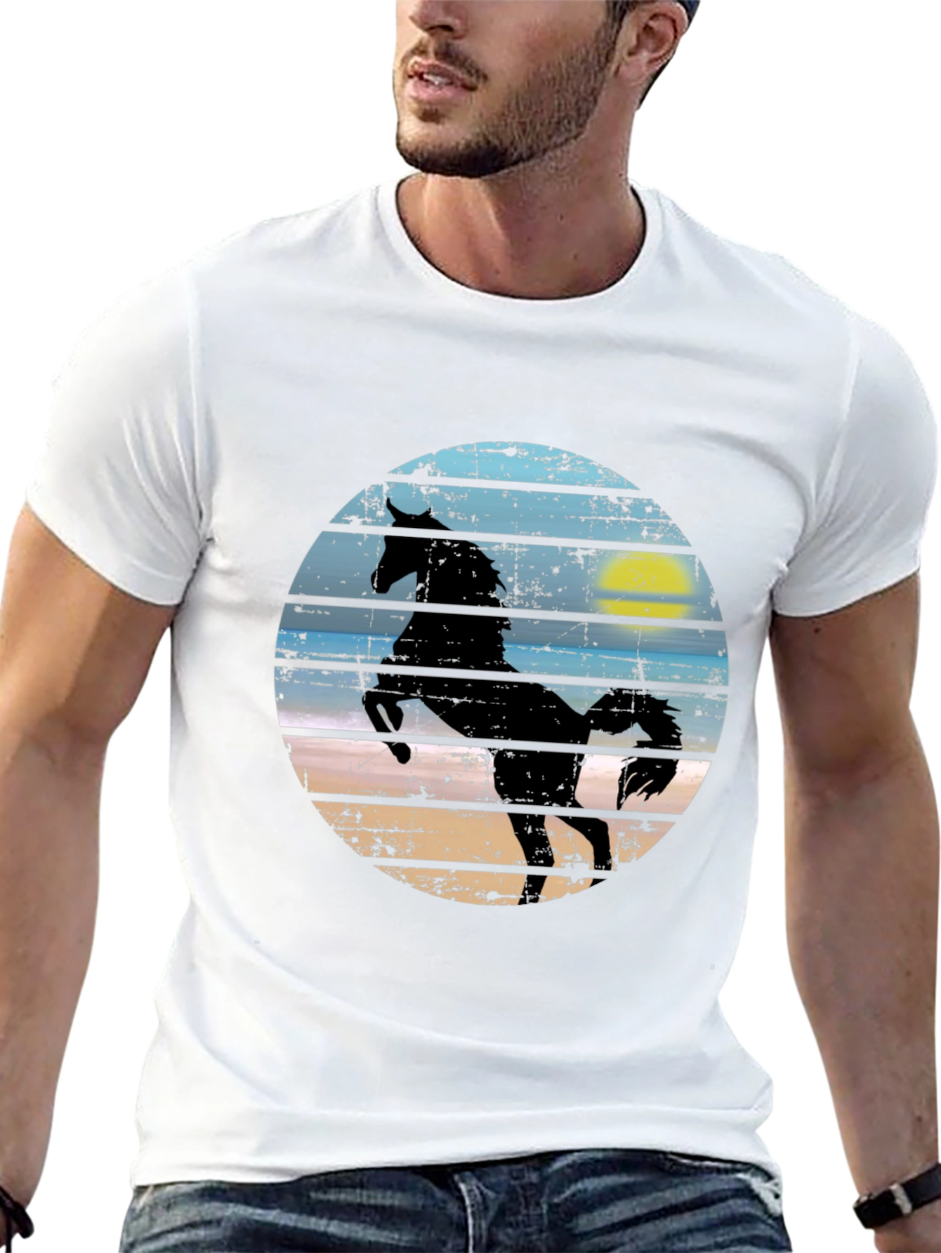 Horse Silhouette Graphic Tee - Mens Black T-Shirt