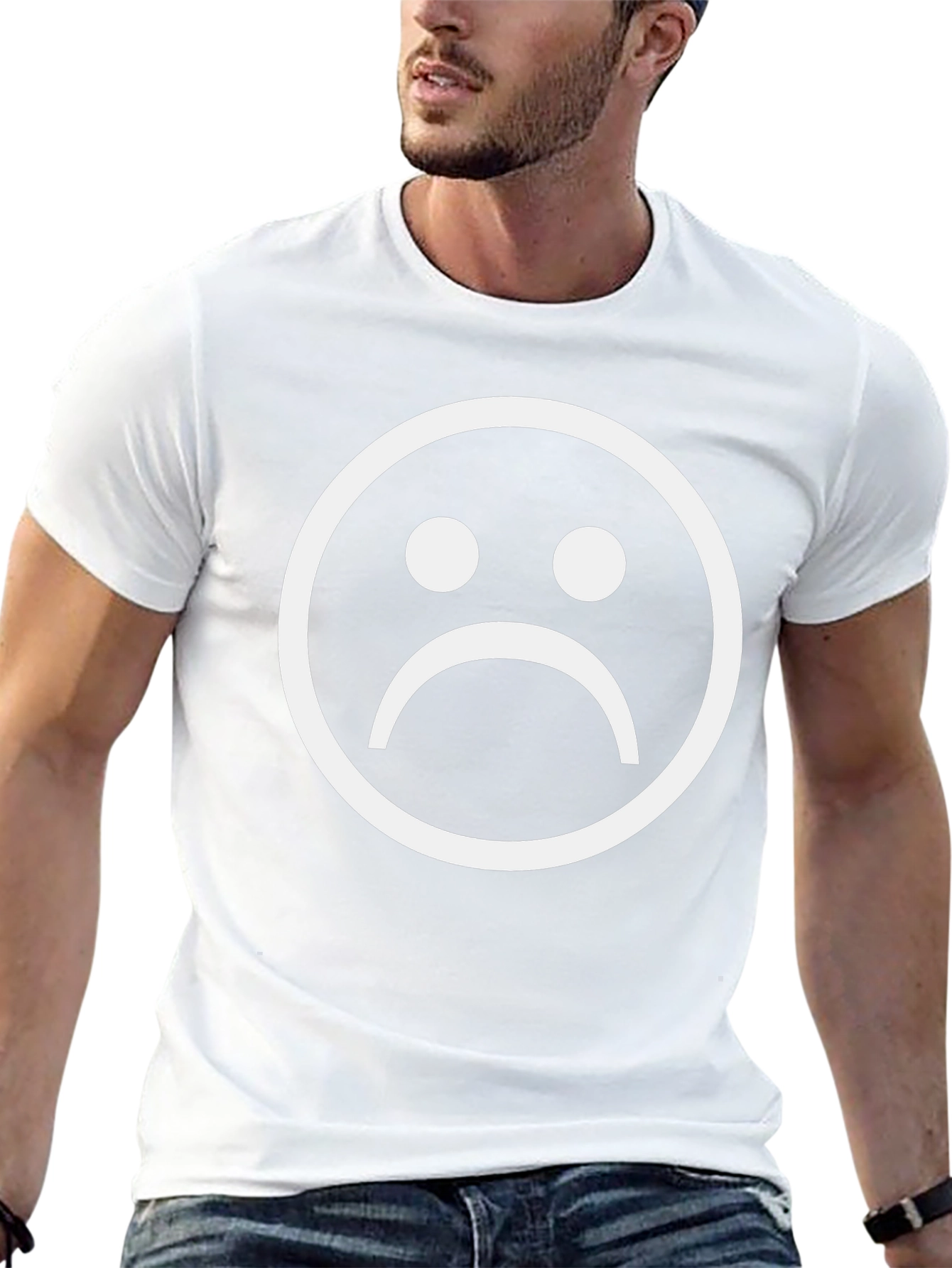 Sad Face Graphic Black T-Shirt